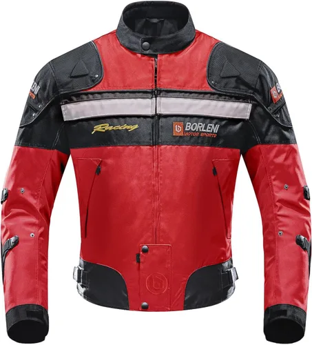Vista 11 de BORLENI Chaqueta para motociclista, resistente al viento, equipo de protección de todo el cuerpo para motociclista Negro