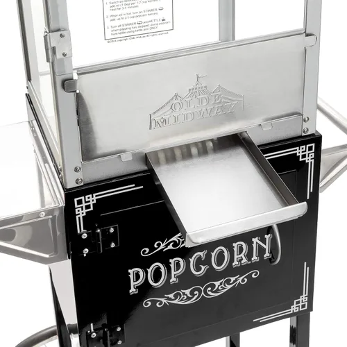 Vista 6 de Olde Midway - máquina de hacer palomitas estilo vintage, con carrito y hervidor de 6 onzas - Negro