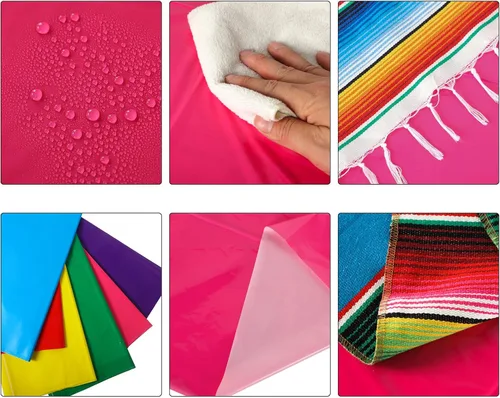Vista 4 de Mixweer Juego de camino de mesa y mantel mexicano de algodón, mantel desechable de plástico con serape mexicano, mantel rectangular de plástico