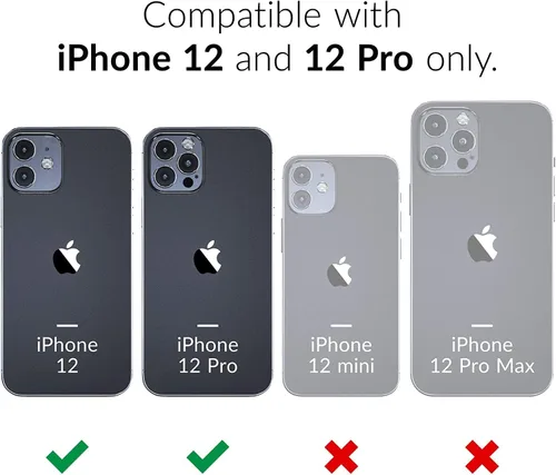 Vista 2 de Funda para iPhone 12 y iPhone 12 Pro (6.1 pulgadas), con 2 protectores de pantalla de vidrio templado