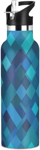 Vista 24 de Diamond Teal Royal Blue Double-Wall Insulation Reusable Water Bottle Insulated with Straw Lid BPA-Free Leak Proof for Sport Gym Outdoor Travel School
