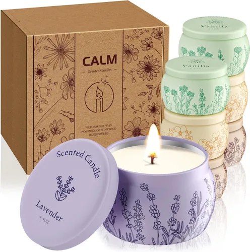 Vista 8 de Juego de velas perfumadas de regalo para mujeres, 17.6 onzas, paquete de 4