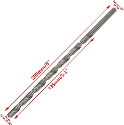 Vista 2 de Broca helicoidal de vástago recto para herramienta de perforación eléctrica 7mm/0.28" Diámetro de broca 7.874 in/8 Longitud - 2pcs