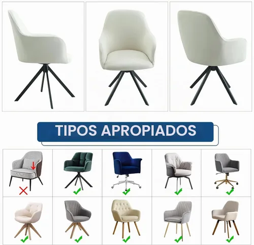 Vista 4 de Iauddy Funda de Silla Giratoria de Acento para Comedor para Oficina, Funda Elástica para Silla de Escritorio de Oficina de Respaldo Medio Protector