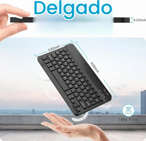 Vista 8 de Funda de teclado para tableta Samsung Galaxy A11 Plus 2025/A9 Plus 2023 5G de 11 pulgadas, teclado Bluetooth inalámbrico recargable, desmontable