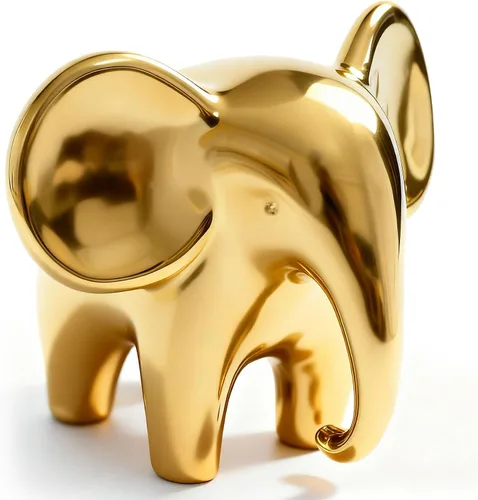 Vista 10 de Figura de elefante, estatua de elefante de cerámica con acabado de espejo metálico, decoración moderna de estante y mesa, regalo de inauguración