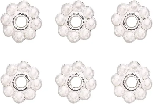 Vista 26 de Megapet - Cuentas espaciadoras de plata antigua estilo tibetano para fabricación de joyas, Metal