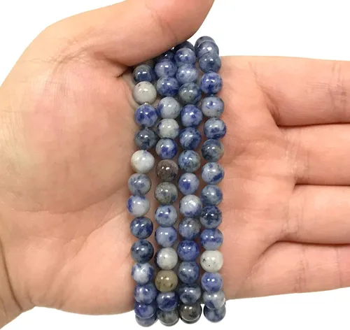 Vista 405 de Gem Avenue Handmade Round Bead Stretch Bracelet Unisex Natural Stone Beaded Jewelry for Men & Women, Elastic Wristband for Daily Wear