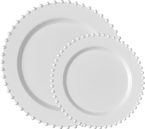 Vista 28 de Plasticpro - Juego de platos combinados de 32 piezas de plástico para cena, platos desechables de plástico elegantes y resistentes para fiestas de 7