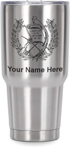 Vista 29 de LaserGram - Vaso personalizado de 20 onzas, bandera de Guatemala (negro) Regalo grabado, acero inoxidable aislado al vacío, grabado con láser