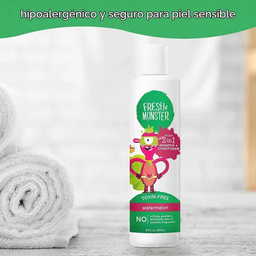 Vista 7 de Fresh Monster Champú y Acondicionador 2 en 1 para niños, Sandía