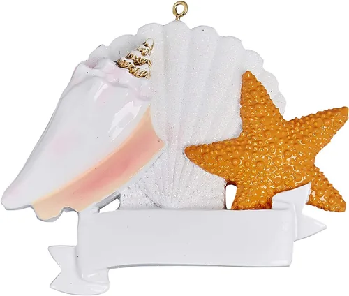Vista 2 de Adornos de Navidad personalizados para la playa, adorno de concha, adorno de playa, adorno de Navidad, adorno de Navidad único, decoración