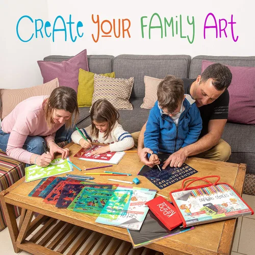 Vista 4 de Kipipol 63 plantillas de dibujo para niños de 4 a 8 a 8 a 12 años en adelante, artes y manualidades para niñas y niños, kit de dibujo para niños