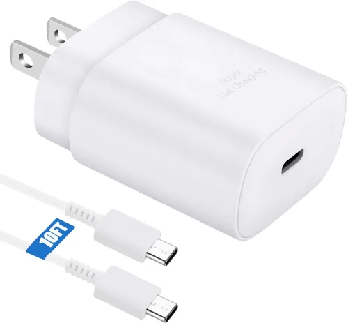 Vista 13 de Kit de cargador súper rápido tipo C, bloque de cargador de teléfono Android PD de 25 W PD USB C y cable de carga C de 5 pies, cable de carga rápida