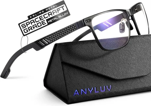 Vista 9 de ANYLUV Blue Light Blocking Glasses Men Computer Gaming Glasses Lightweight Al-Mg Metal Anti Eyestrain Eye Protection