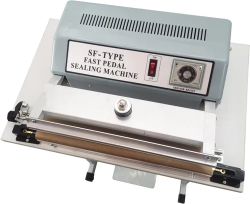 Vista 7 de INTBUYING Máquina de sellado de pedal de pie de 110 V con cortador Sellador de pedal de pie 0.118 in/0.024 in Máquina de sellado rápido de ancho
