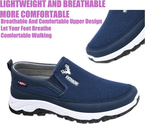 Vista 3 de DirraBra Zapatos deportivos ortopédicos de malla para hombre, zapatos deportivos transpirables, zapatos náuticos con plataforma casual, cómodos