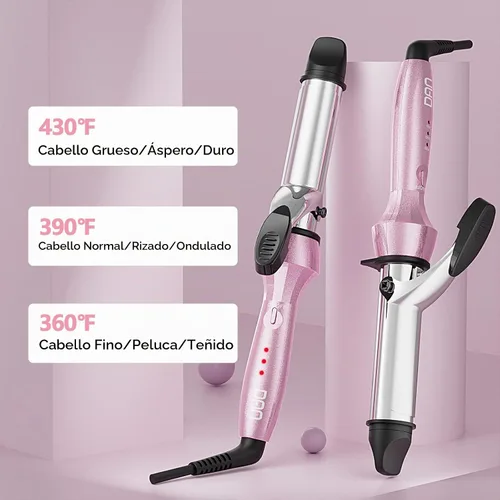 Vista 5 de Dan Technology Rizador de doble voltaje con barril de 1 pulgada, temperatura ajustable, apagado automático de 60 minutos para cabello largo y corto