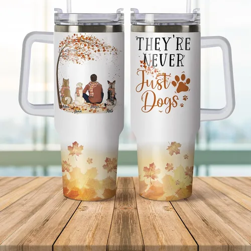 Vista 4 de Gossby Vaso personalizado de 40 onzas con asa y tapa, regalo personalizado para papá para hombres con diseño, nombre, vaso aislado de acero Hombre