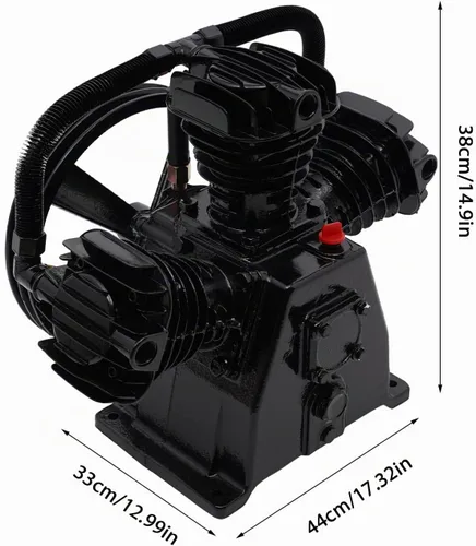 Vista 4 de Bomba de compresor de aire de servicio pesado 4-5HP, bomba de compresor de hierro fundido de 3 cilindros 10-12 CFM con filtros de aire triples