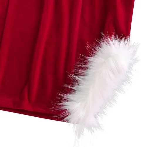 Vista 4 de ZAFUL Vestido corto de Navidad para mujer, de piel sintética, sin tirantes, color rojo, de Papá Noel, vestido de fiesta de terciopelo bandeau