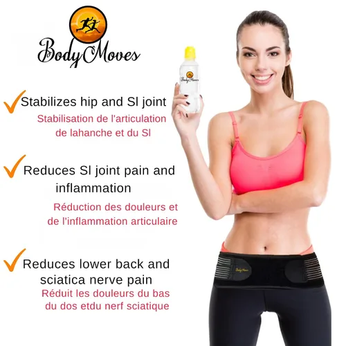 Vista 5 de BodyMoves Sacroilíaco Si Joint Hip Belt PLUS Extensión para hombres y mujeres Estabilización Si Brace alivia la inflamación, alivio del dolor