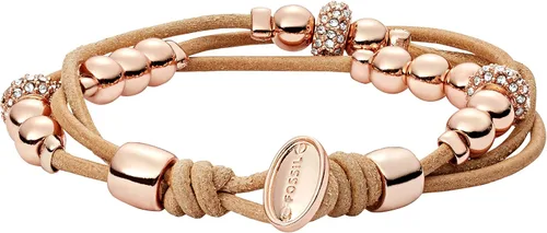Vista 2 de Fossil - Pulsera de acero inoxidable y cuero genuino para mujer