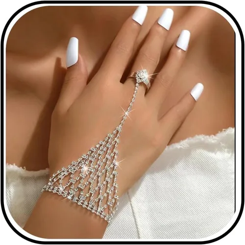 Vista 24 de Long tiantian Pulsera de cadena de mano, pulseras de oro para mujer, pulseras de cadena de eslabones de moda, anillo de dedo, pulsera de esclavos