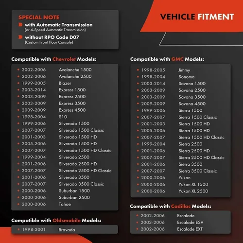 Vista 2 de Mecanismo de Cambio de Columna de Dirección A-Premium - Compatible con Vehículos Cadillac, Chevy, GMC - 1998-2007 - Escalade, Blazer, Silverado