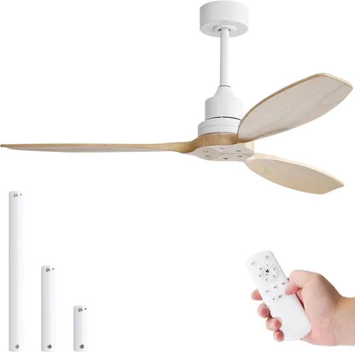 Vista 20 de Sofucor - Ventilador de techo sin luces, de 52 pulgadas, de perfil bajo, montaje empotrado, moderno, de madera, con control remoto, para interiores