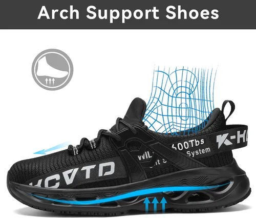 Vista 3 de KCVTD Zapatos de punta de acero para hombres, zapatos de trabajo de seguridad para mujer, zapatos de acero indestructibles, a prueba de pinchazos