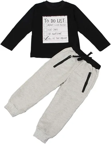 Vista 2 de MODNTOGA Conjunto de ropa de otoño e invierno para niños pequeños, conjunto de 2 piezas, conjunto de ropa de algodón para niños