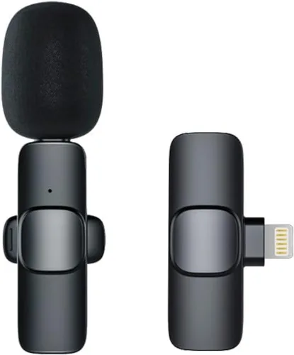 Vista 8 de AMOOX Micrófono Lavalier inalámbrico para cámara de iPhone, transmisión en vivo, vlogging, micrófono omnidireccional inalámbrico, micrófono