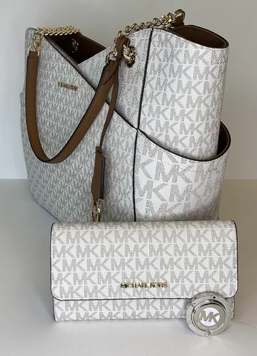 Vista 4 de Michael Kors MICHAEL Michael Kors Jet Set - Cartera de viaje con cadena grande para el hombro, bolsa de viaje triple