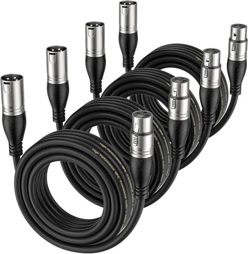 Vista 13 de EBXYA Cable XLR de 2 pies, paquete de 10 unidades, cable de micrófono equilibrado premium con cable XLR de 3 pines macho a hembra, color negro