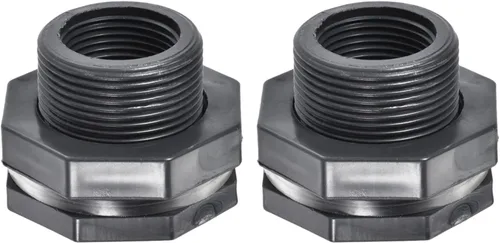 Vista 11 de M METERXITY Paquete de 2 accesorios de mamparo de PVC – Conector de tanque de agua de doble rosca, con junta de silicona, para acuarios