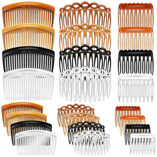 Vista 8 de Chuangdi Set de 24 Piezas de Peines Franceses para el Lado del Cabello - Accesorios de Pinza de Peine de Torsión de Plástico para Mujeres