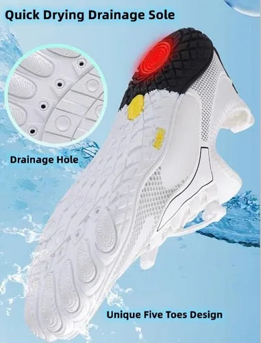 Vista 4 de AIOX Zapatos de agua para mujeres y hombres, de secado rápido, calcetines acuáticos ligeros para playa, natación, río, piscina, lago, senderismo