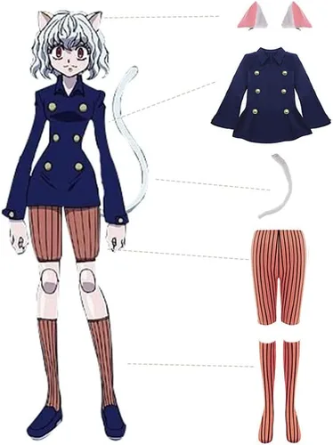 Vista 4 de Disfraz de anime Hunter x Hunter Neferpitou, disfraz de cosplay, uniforme de Halloween, abrigo de Halloween, conjunto completo