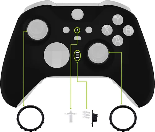 Vista 4 de eXtremeRate Funda negra de agarre suave al tacto, carcasa frontal, kit de repuesto para Xbox One Elite Series 2, Xbox Elite 2 Core Controller