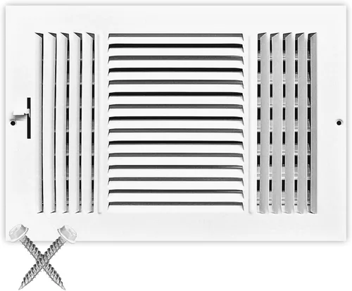 Vista 32 de HVAC Premium Rejilla de Suministro de Aire de 1 Vía de 10'' X 6'' - Tapa de Ventilación y Difusor - Cara Plana Estampada - Blanco