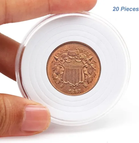 Vista 4 de 20 cápsulas de plástico transparente, caja de colección de monedas de 5 tamaños con junta ajustable para colección de monedas American Silver Eagle