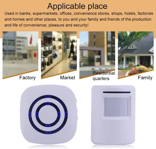 Vista 4 de Timbre de puerta, detector de sensor de movimiento inalámbrico para puerta de negocios, timbre inteligente para el hogar, seguridad para el hogar
