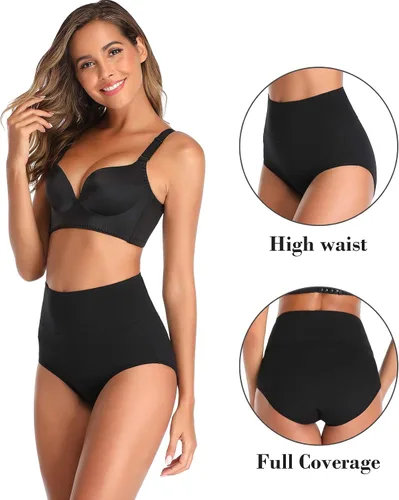 Vista 3 de K-CHEONY Women's Underwear, High Waist Cotton Breathable Full Coverage Panties Brief Multipack Regular and Plus