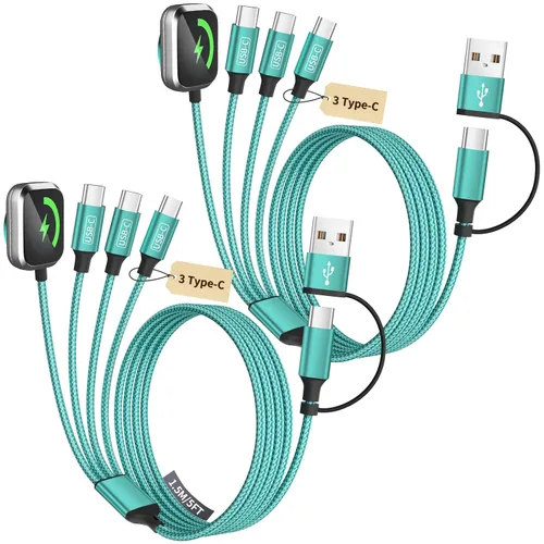 Vista 13 de Cruise Essentials Cable de Carga 4 en 2 para Cargador Apple iWatch/iPhone 17/Lightning/Micro, Cable Cord de Carga Múltiple de Viaje Compatible