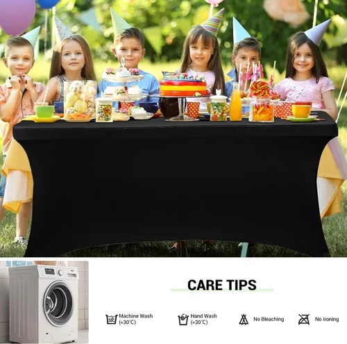 Vista 8 de Obstal Paquete de 6 Fundas de Mesa Elásticas de Spandex para Mesas de 6 Pies - Mantel Rectangular Universal Ajustado de 6 Pies Protector para Bodas
