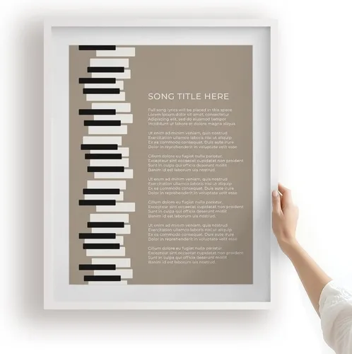 Vista 11 de Piano Keys Custom Songs Lyric Wall Art Print, Personalized Music Poster Blue 11x14" Black Frame