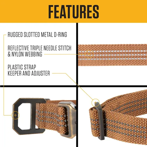 Vista 2 de Carhartt Collares de cincha totalmente ajustables de nylon para perros, costuras reflectantes para visibilidad, Mediana