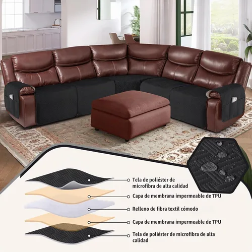 Vista 4 de KinCam Fundas impermeables para sofá modular reclinable, fundas de sofá reclinable de gran tamaño para sofá en forma de L, funda de sofá