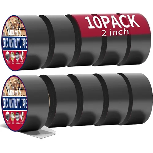 Vista 13 de Cinta de Viguetas para Terrazas de 1-5/8" x 50', 6 Rollos de Cinta de Viguetas de Cubierta Resistente a la Intemperie, Cinta de Viguetas de Butilo